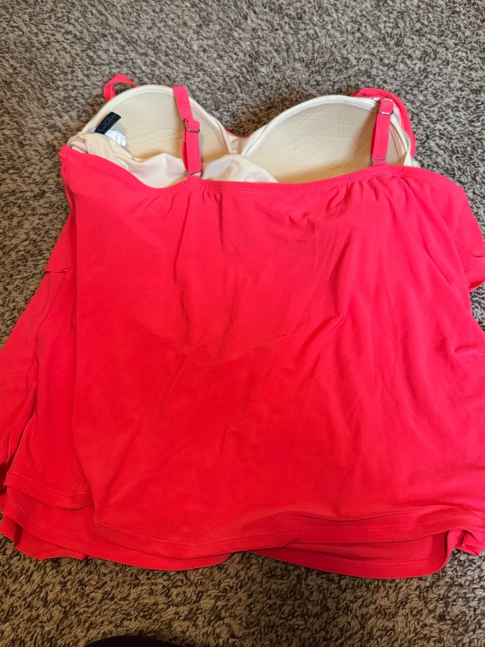 Aqua Green Hot Pink Ruffle Swim Cami - Picture 2 of 2